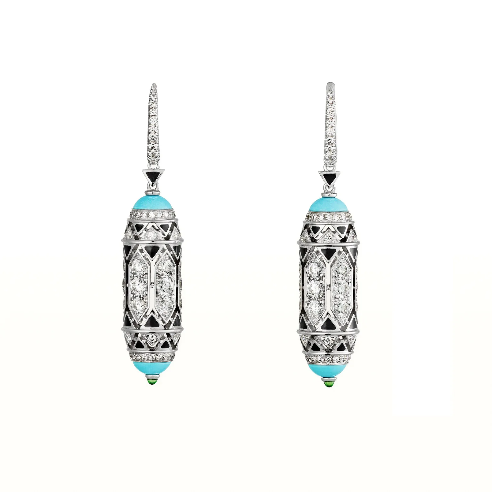 

Vintage Art Deco Drop Earrings Artificial Turquoise 925 Sterling Silver Elegant Fine Jewelry for Women's Party Wedding Gifts