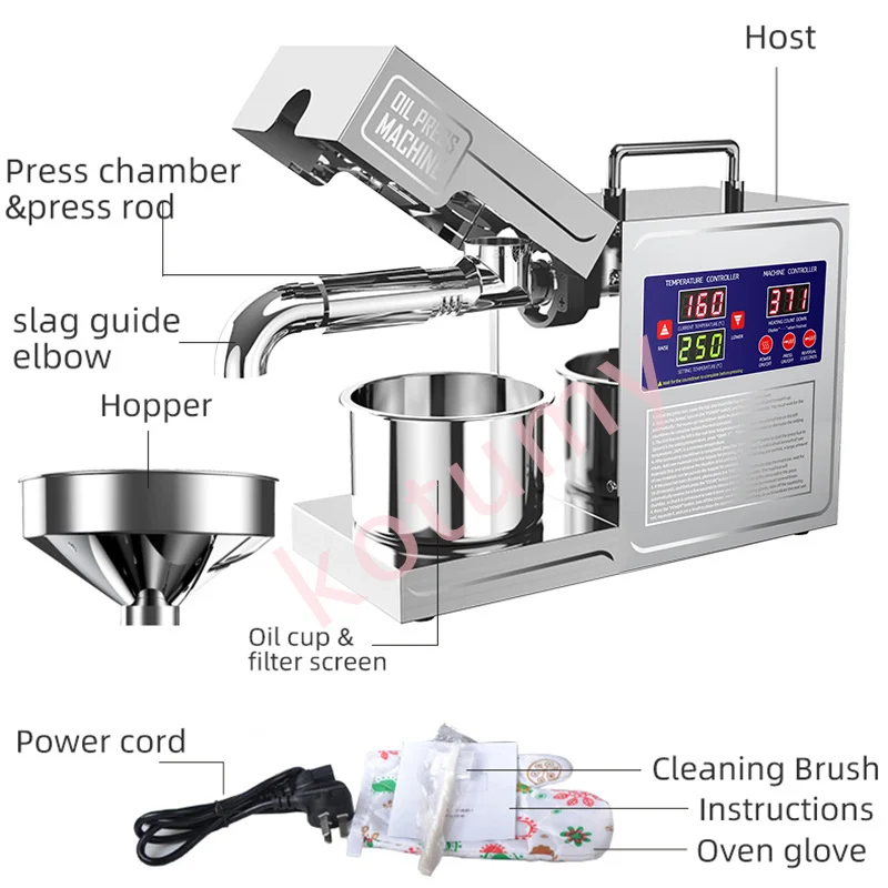 Digital Display Electric Oil Extractor Automatic Oil Press Machine for Sesame Canola Sunflower Seeds Peanuts Walnuts Olive Kerne