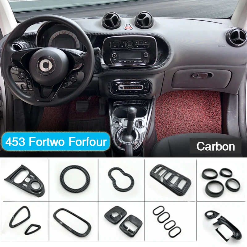 Car Modification Cover Interior Sticker Carbon Style Decoration Shell For Mercedes Smart Fortwo Forfour 453 Exterior Accessories