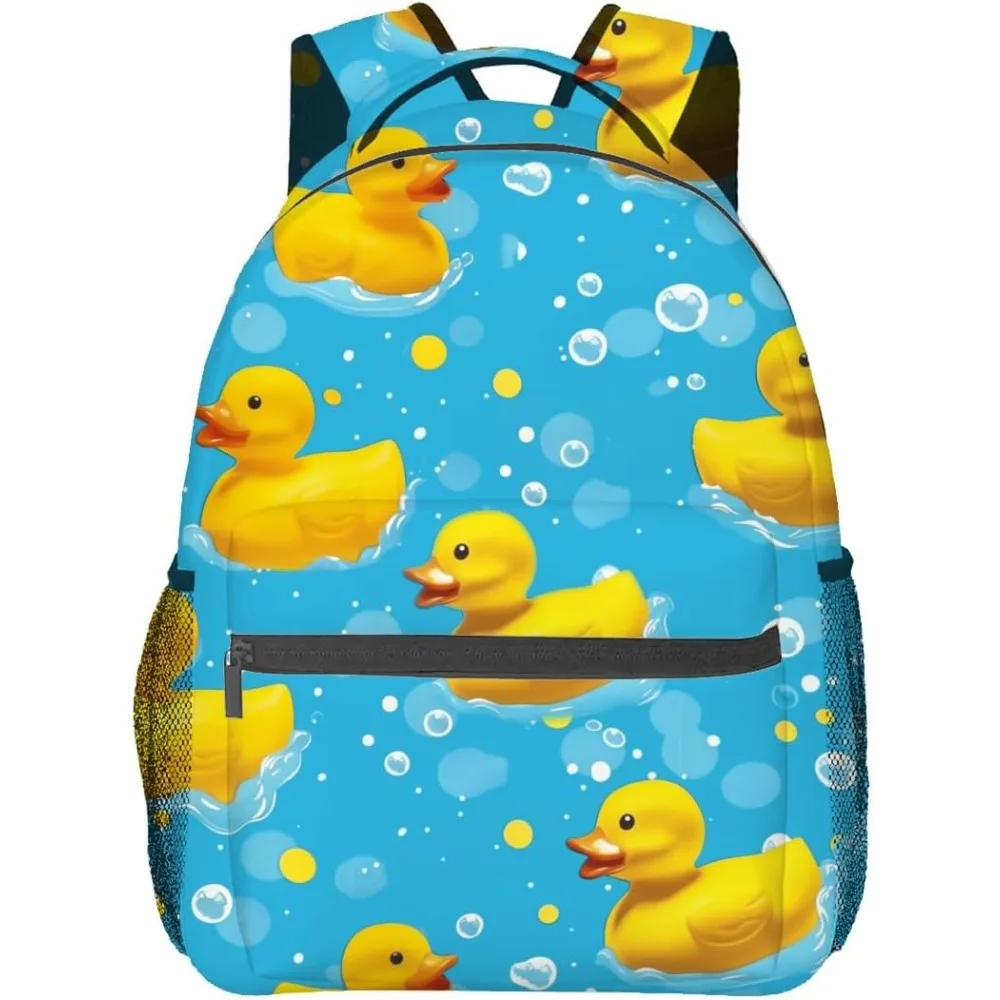 

Cute Rubber Duck Backpack,Yellow Ducks Polyester Backpacks,Lightweight Double Shoulder Back Pack For Kids,Fun Bathtime Bubble