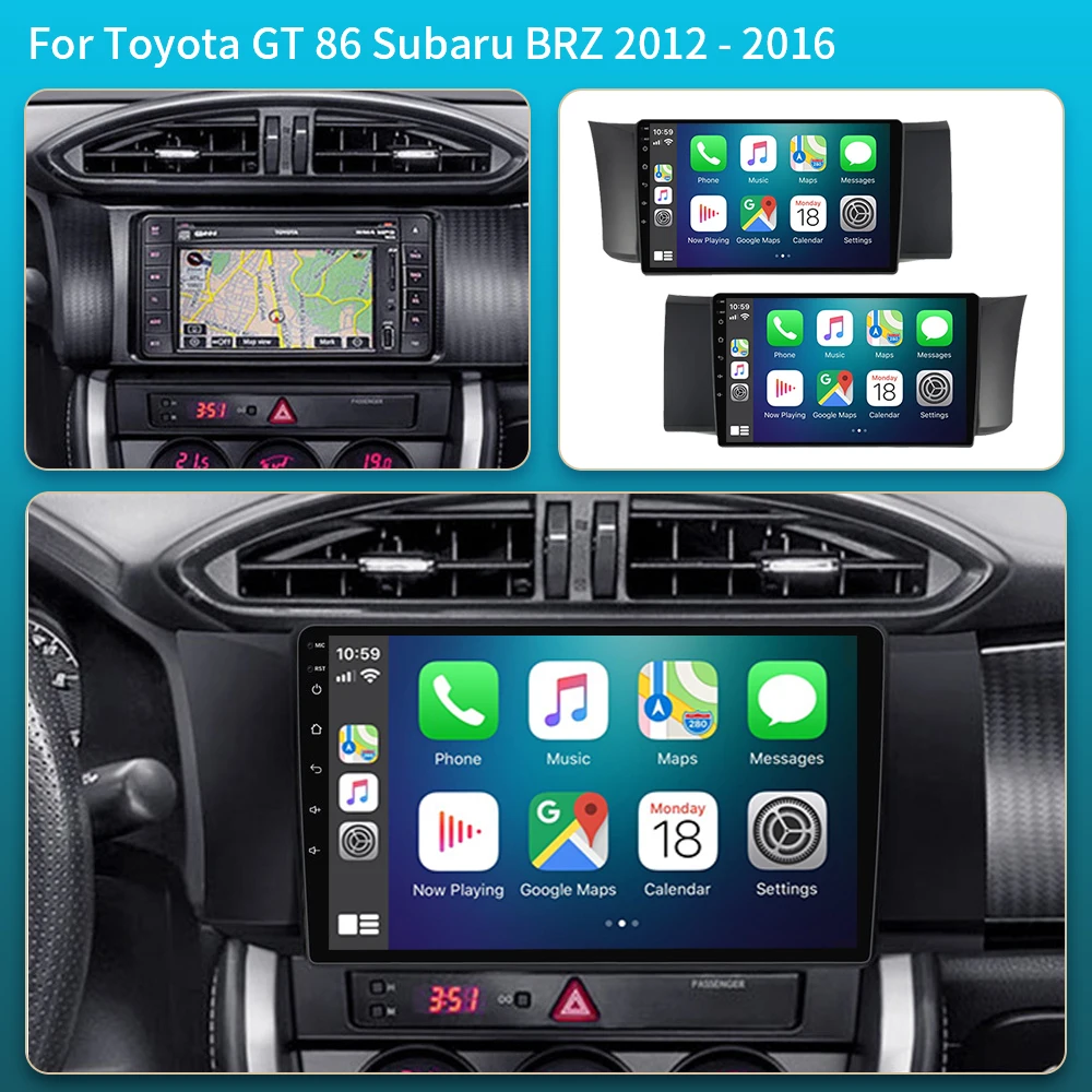 Android 16 For Subaru BRZ Scion FRS Toyota GT86 GT 86 2012 - 2021 LHD RHD Car Radio Mutimedia Carplay DSP 4G Wifi GPS DVD QLED