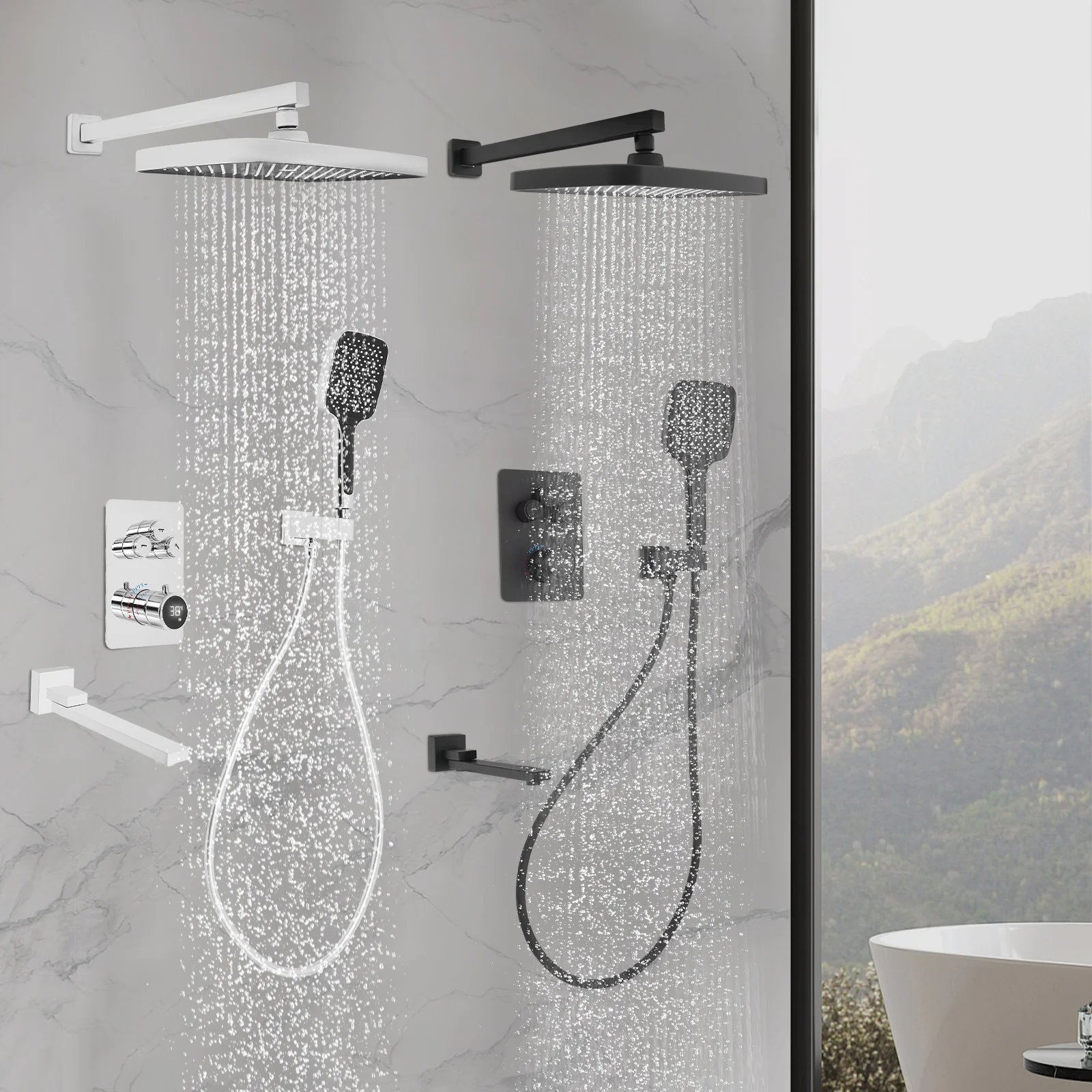 

Modern Handheld Shower for Bathroom Shower Set Shower Set with Digital Display
