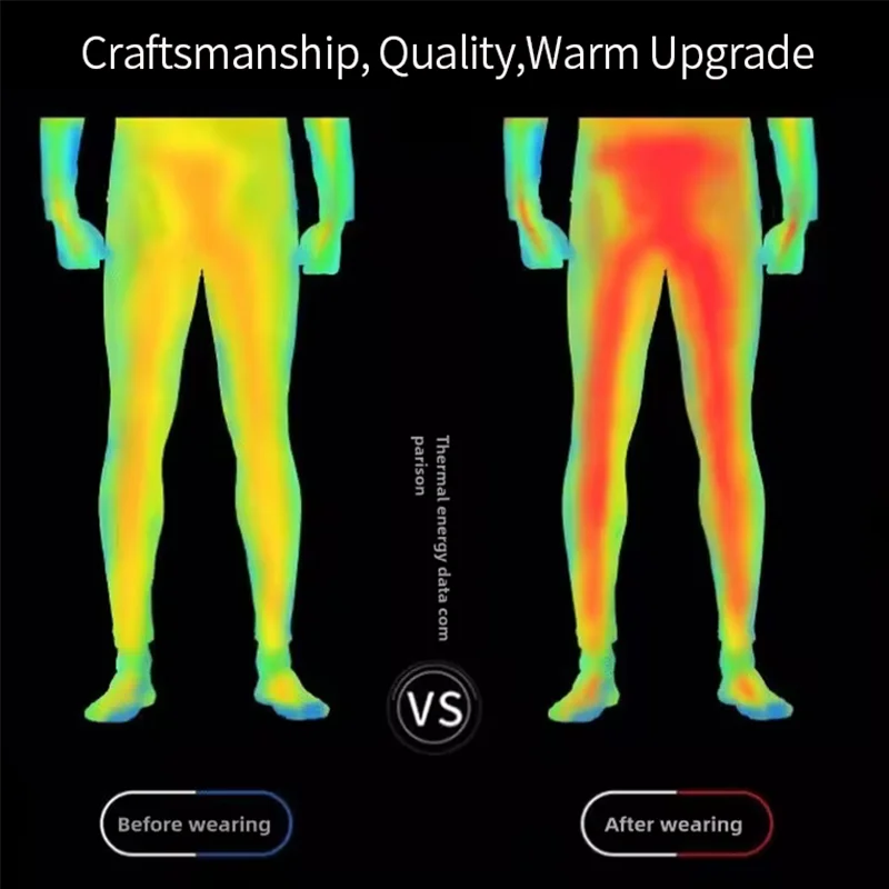 Slimbelle Men's Long Johns Set Winter Thermal Underwear Set Thermo Compression Long Sleeve Top Breathable Round Neck Base Layer
