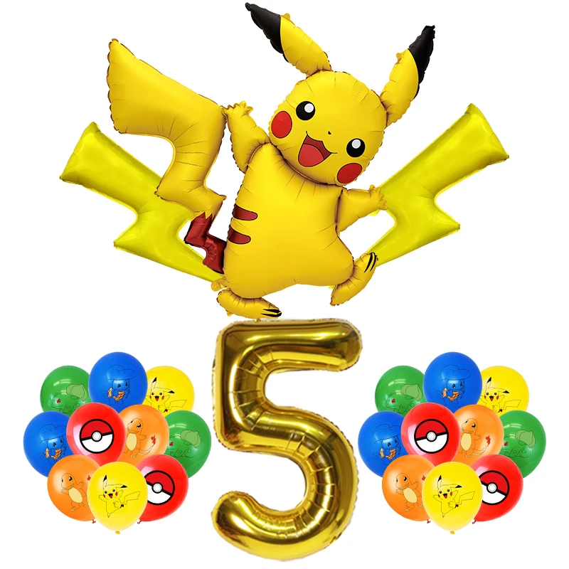 Pokemon Verjaardagsfeestje Decoratie Nieuwe Ligntning Pikachu Ballon Kid Event Supplies Wegwerp Servies Banner Achtergrond Plaat