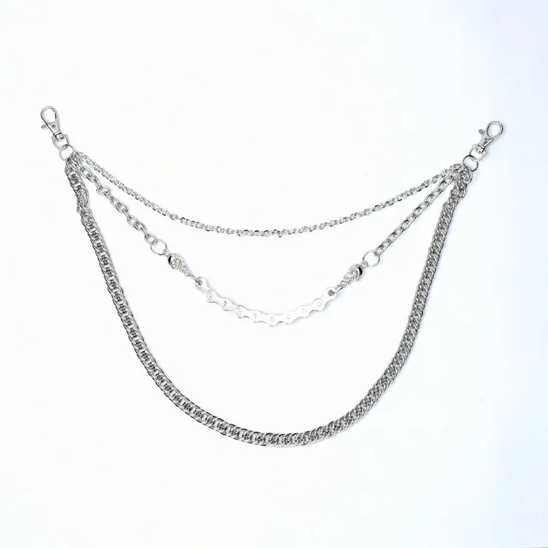 فاسق الخصر حزام على شكل سلسلة السراويل الفضية سلسلة للرجال حزام الجينز سلسلة للسراويل كول المعادن روك سلسلة الهيب هوب مجوهرات صيفية رجل