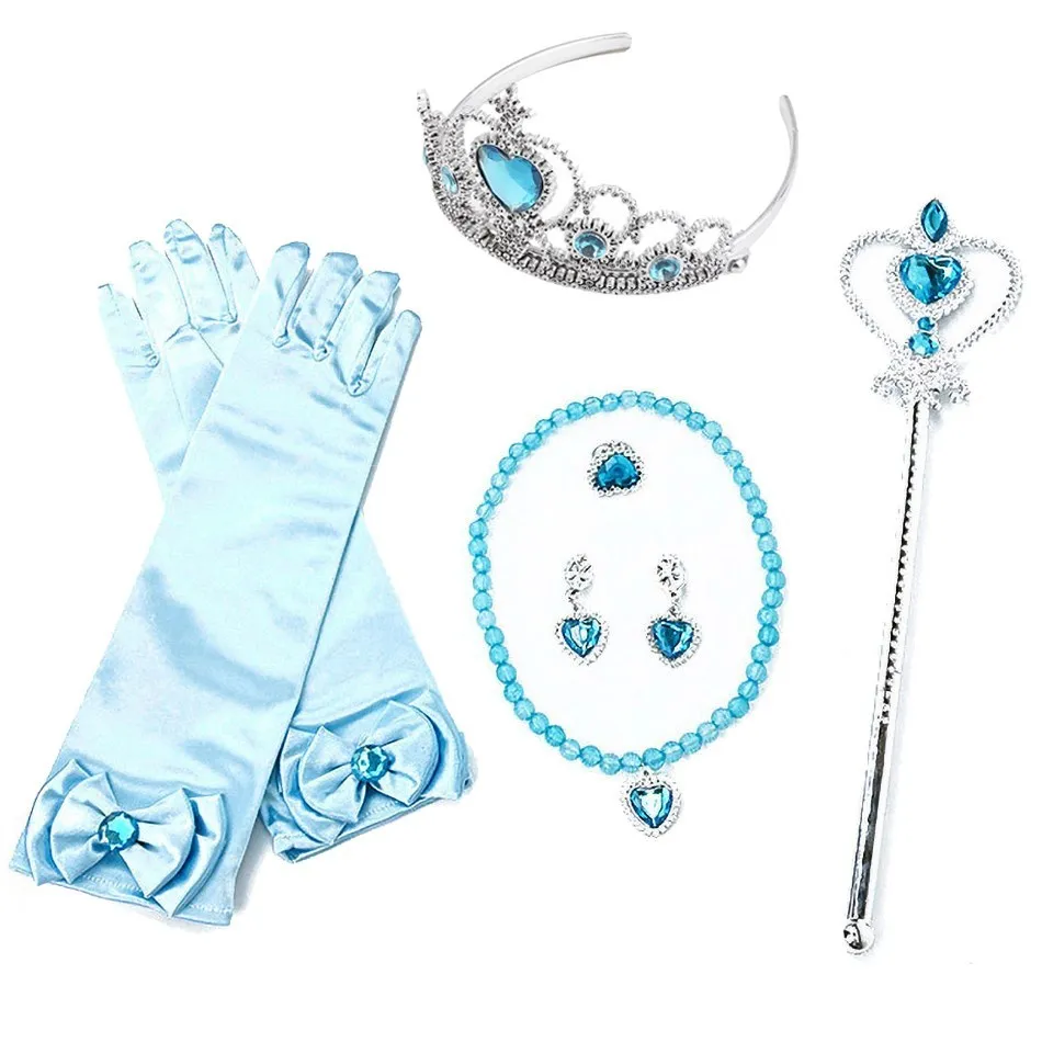 

Girls Princess Accessories Kids Party Costume Aurora Belle Sofia Snow Queen Elsa Anna Magic Wand Crown Tiara Gloves Wig Braid