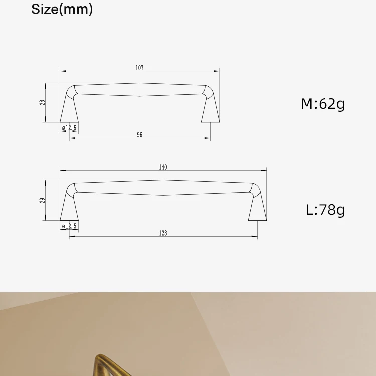 Dooroom Massiver Messing Luxus Antik Küchengriff Minimalistisches Design Stilvoller Schrank- und Kleiderschrankgriff Lange Hardware-Griffe – Detail 3