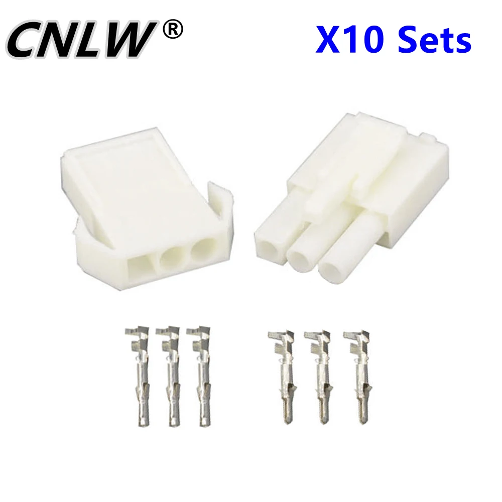 10 Sets/Kits EL-3P Small tamiya Electronic connector 4.5mm spacing, EL4.5 3P Multipole Connectors Male and Female Plug +terminal