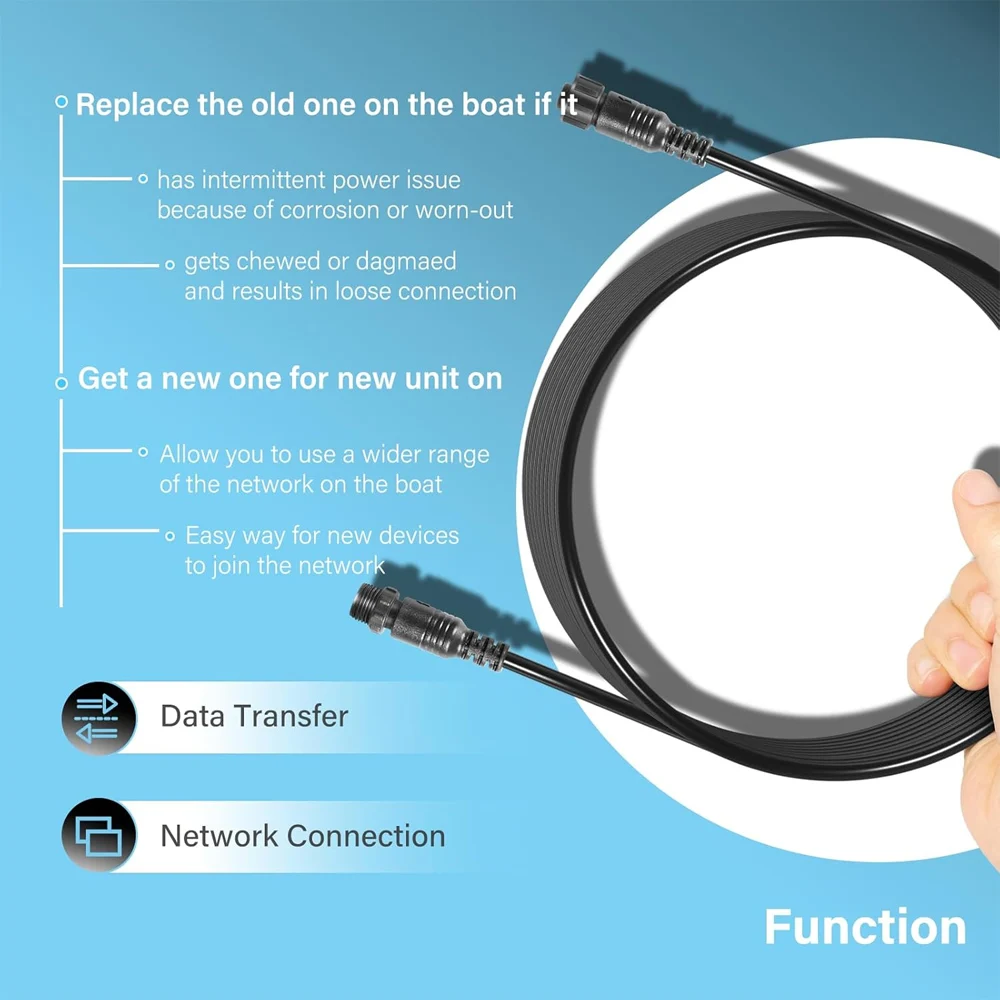 

NMEA 2000 (N2K) 15-Foot Drop Cable Backbone Cable Extension Cable Fit for Lowrance Simrad B&G Navico Garmin Networks, (15 Feet)