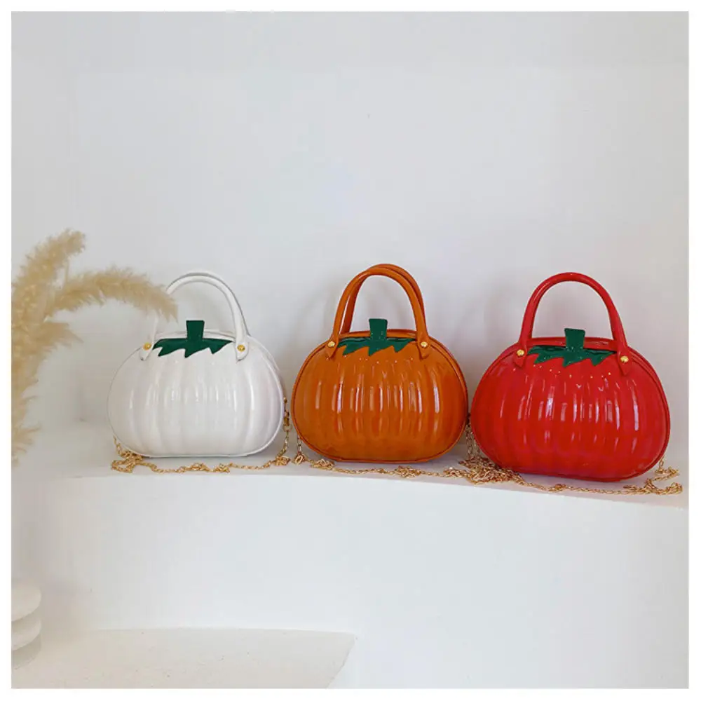 Halloween Chain Crossbody Bag Cute Pumpkin Shaped Candy Purses Fashion Women Shoulder Bag Waterproof PU Leather Tote Handbags