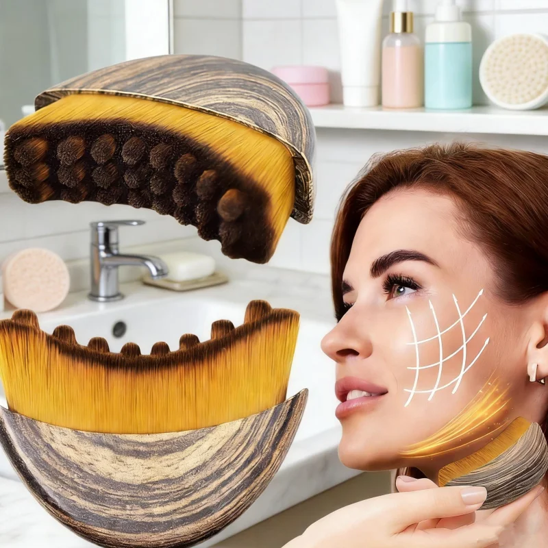 

2-Piece Set of Brown Facial Cleansing Brushes, Lymphatic Contour Facial Brush, Gua Sha Eye and Neck Care Brush, Lymphatic Contour Brush, Crescent Brush, Facial Brush, Massage Care Brush, Cleansing Brush, Essential Cleaning Brush