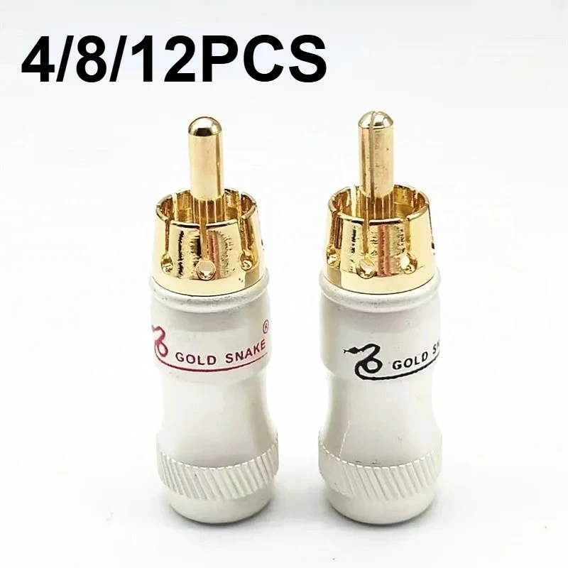 

4/8/12 шт./лот позолоченный разъем RCA Lotus мужской аудио-видео разъем AV сигнальный кабель припой для DIY HIFI