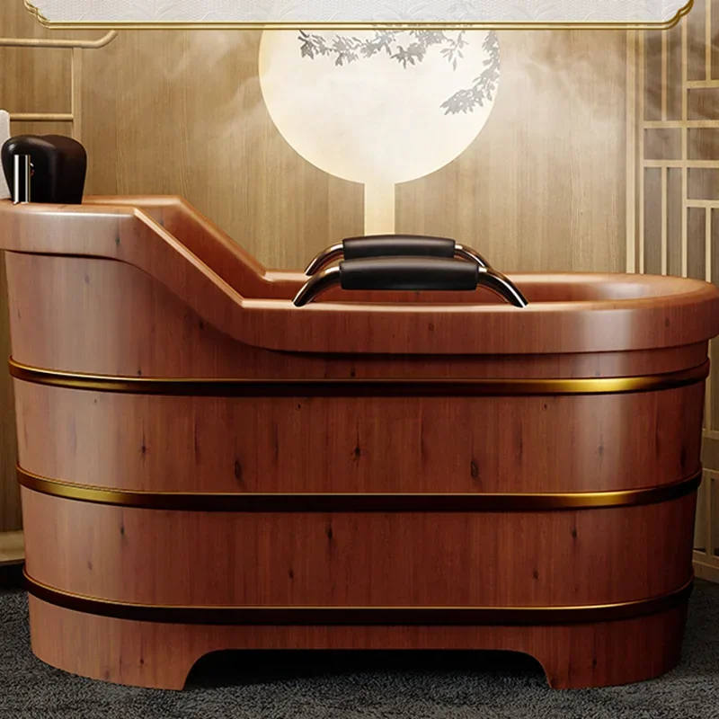 

Bath Adults Spa Wooden Bathtub Tub To Bathe Wood Baby Shampoo Sink Adult Portable Outdoor Swimming Hot Badewanne Outside Shower