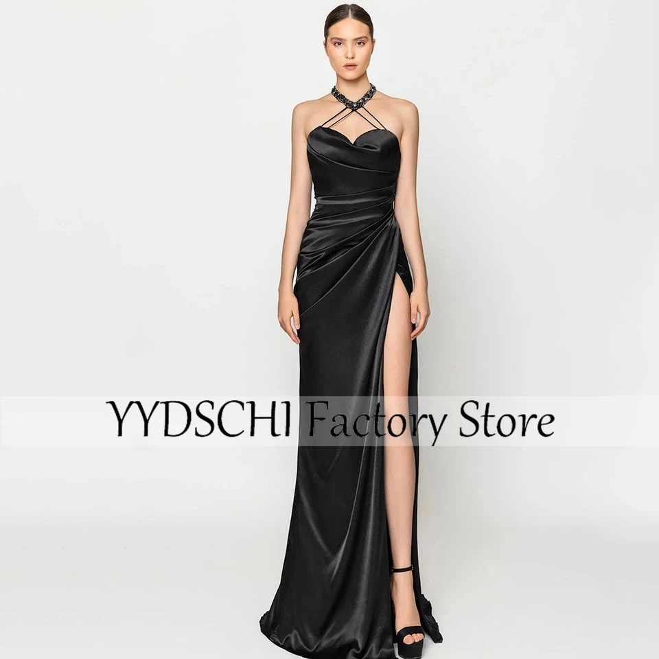 

Customized Evening Dresses Trumpet / Mermaid High Slit Party Dress Black Backless Sexy 2024 Formal For Women vestidos de noche