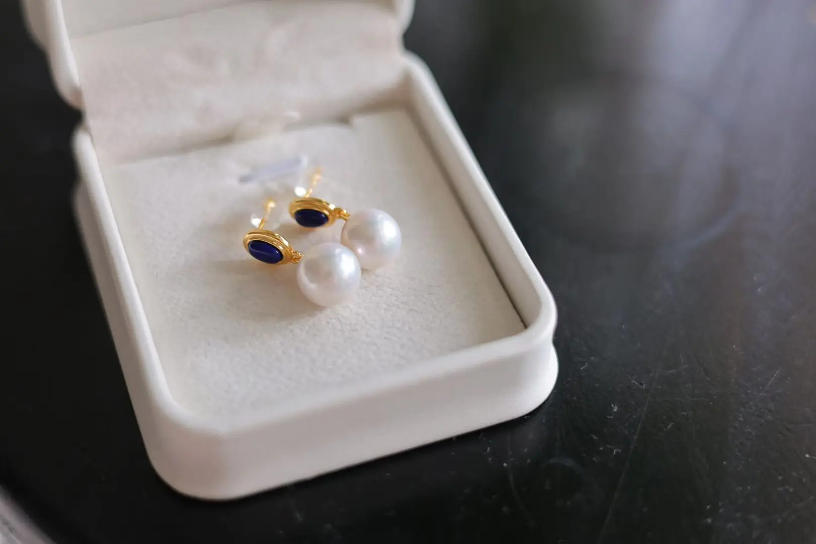 Certificate 925 Silver Natural Pearl Blue Lapis Lazuli Drop Hoop Earring Classic Luxury Gemstone Women Jewelry Bijoux Surprise