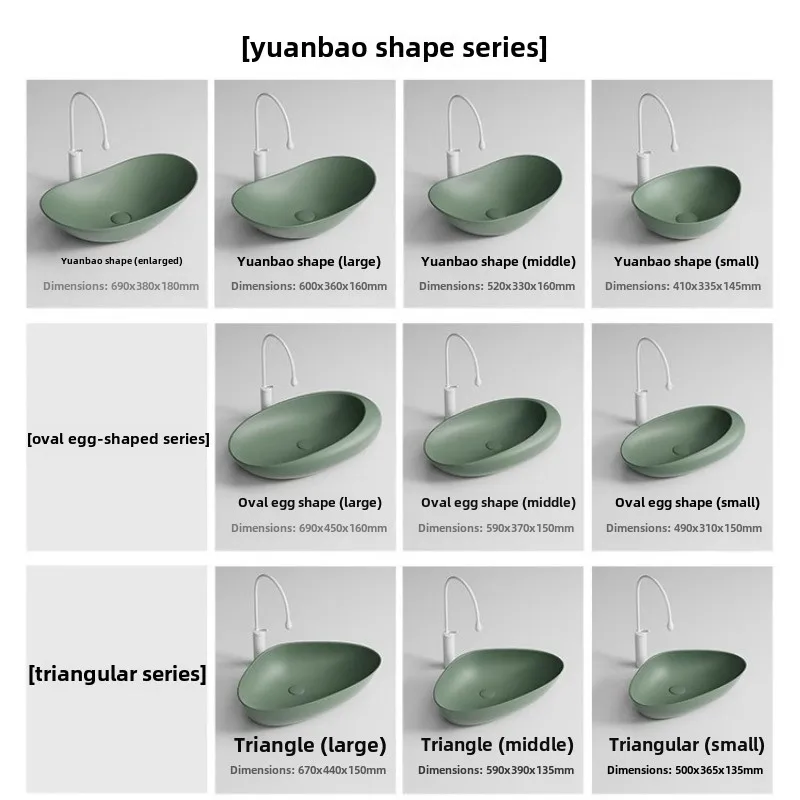 Ceramic integrated wash basin triangular special-shaped washbasin single retro style emerald color art