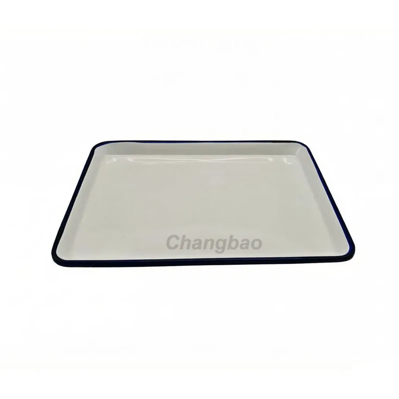 39.5*29.5cm Thickened Enamel Plate Enameled Tray Laboratory  Chemical Square Plate Disinfection Plate