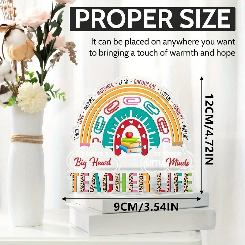 Teacher Appreciation Acrylic Plaque - Inspirational Desk Gift for Educators