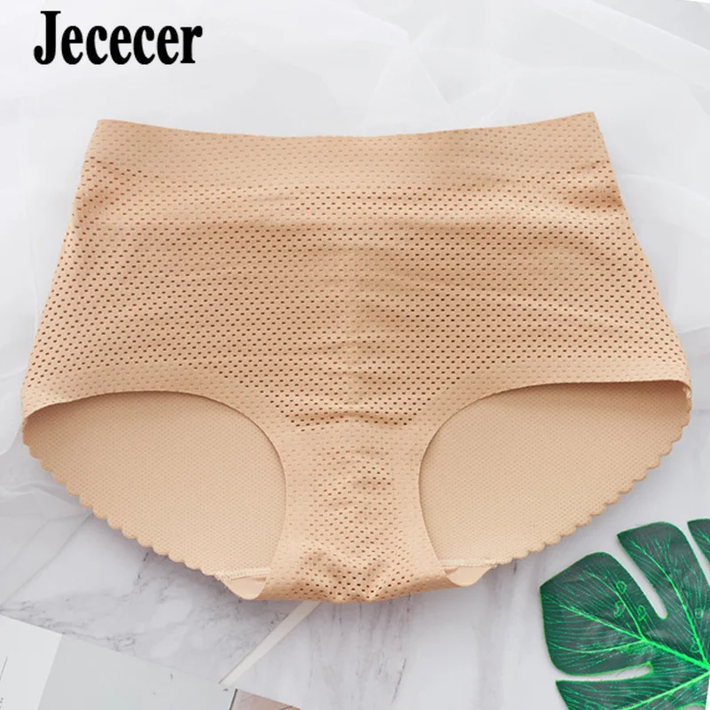 Jececer Body Shapewear Buttocks Lifter Woman Mesh Breathable Panties Hip Pads Sexy Ladies Seamless Underwear