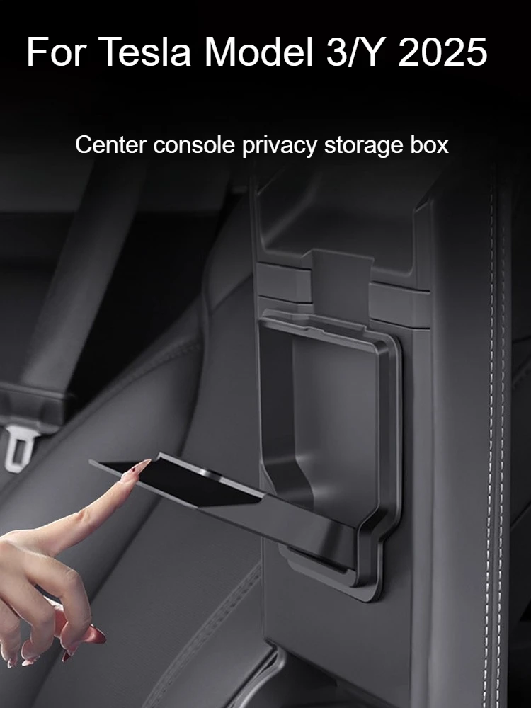 

For Tesla Model Y Juniper Model 3 Highland 2025 Armrest Hidden Storage Box Privacy Center Console Organizer Tray Card Holder
