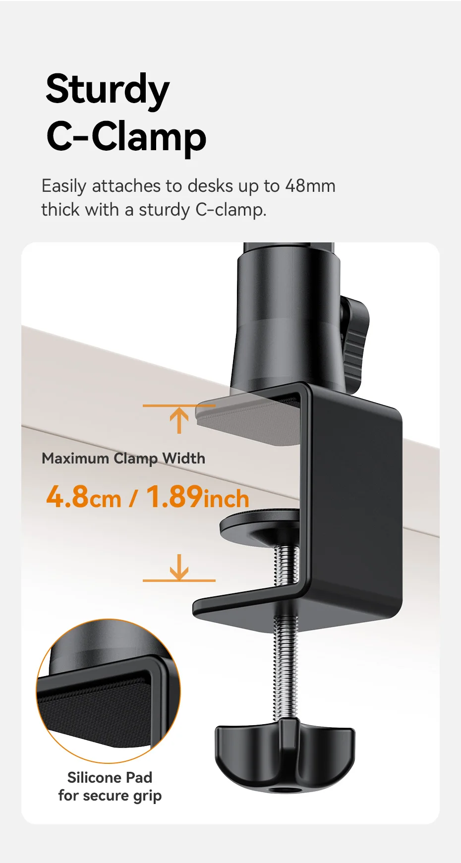 Ulanzi zj02 kamera schreibtisch halterung mit halte arm 4,8 cm c-klemme flexible verstellung verlängern bis 65cm arm für stillleben fotografie – Detail 3