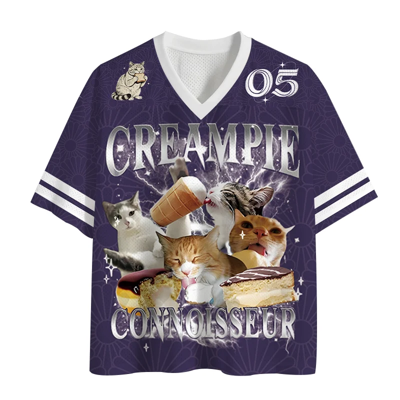New Sports Mesh Jersey,QuickDrying Sports Short Sleeved Jersey,Upgraded Fabric,Mesh Knitted Fabric,Cute Cat Emoji Pack,Y2K Trend