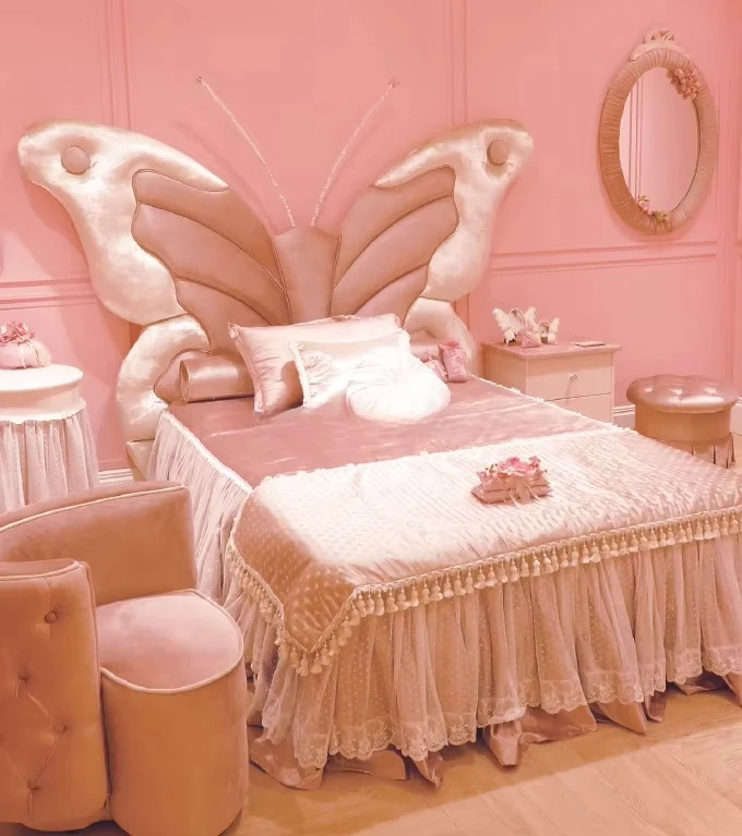 최신 디자인 수제 핑크 공주풍 사랑스러운 어린이 침대 (아이방 가구) BF05-150511-8