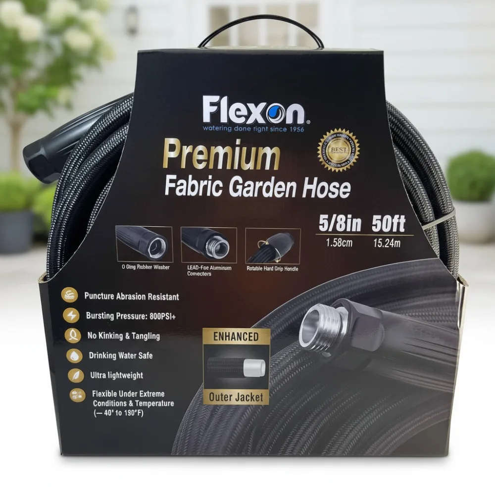 

5/8" x 50ft Premium Fabric Garden Hose - Kink-Free, 800PSI, BPA/Lead Free, Lightweight for Lawn, RV & Pets