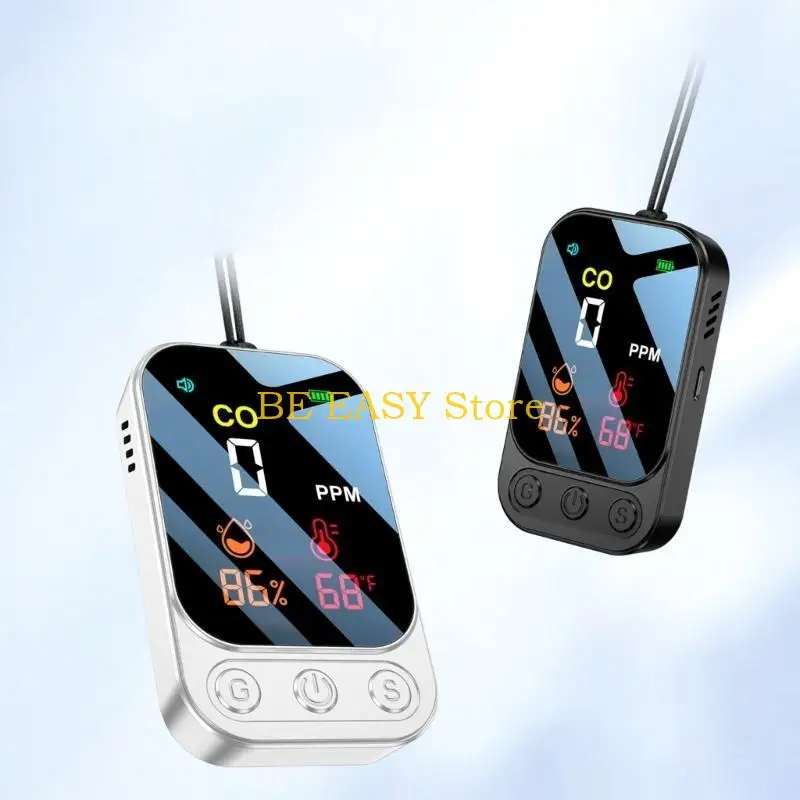 E28F كاشفات أول أكسيد الكربون الصغيرة CO درجة الحرارة الرطوبة شاشات عرض الضوء الخلفي للمنازل المطبخ الطابق السفلي التخييم