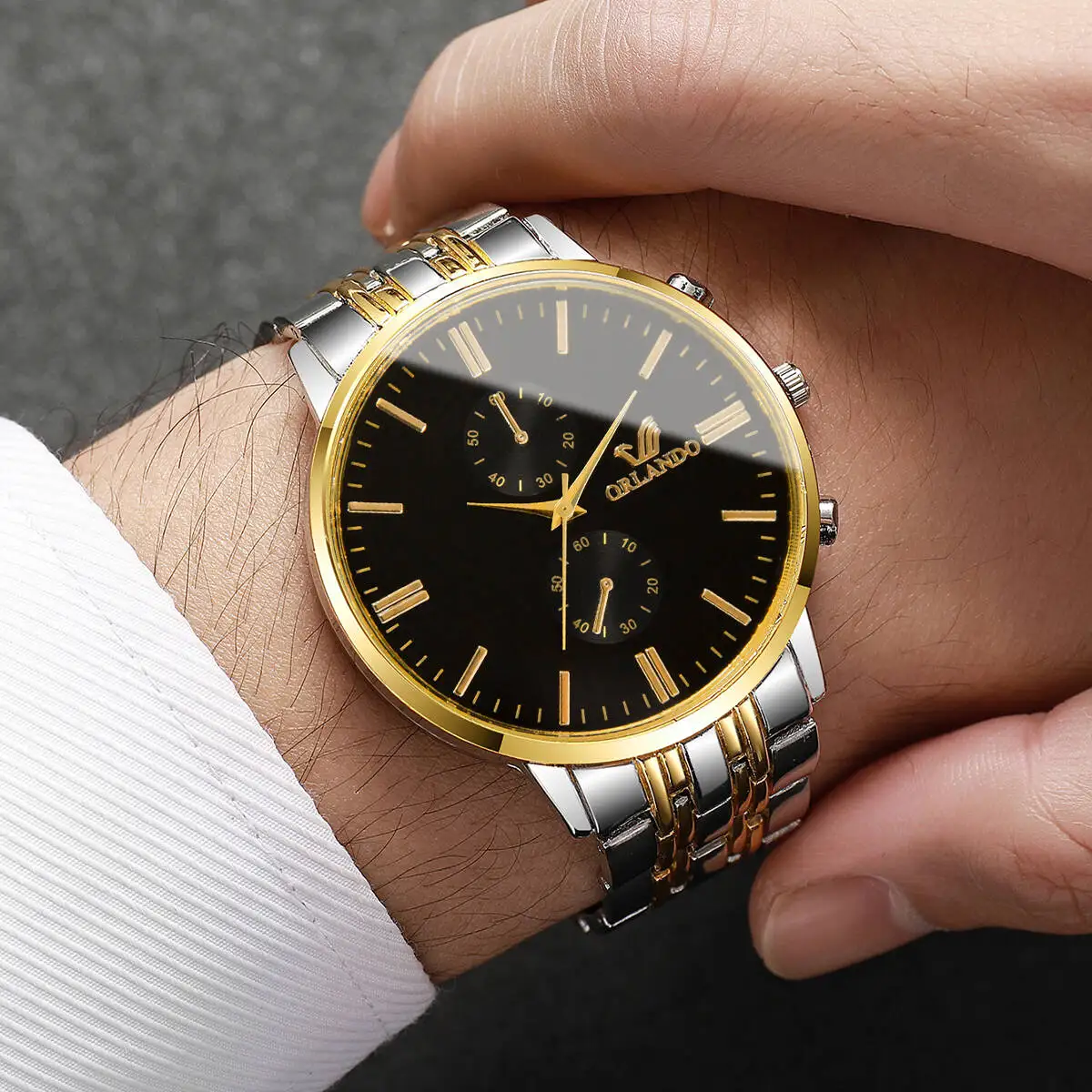 3 قطعة/المجموعة أزياء رجال الأعمال الساعات الفاخرة الطلب الكبير التناظرية رجالي كوارتز ساعة للرجال ساعة Reloj Hombre (بدون صندوق)