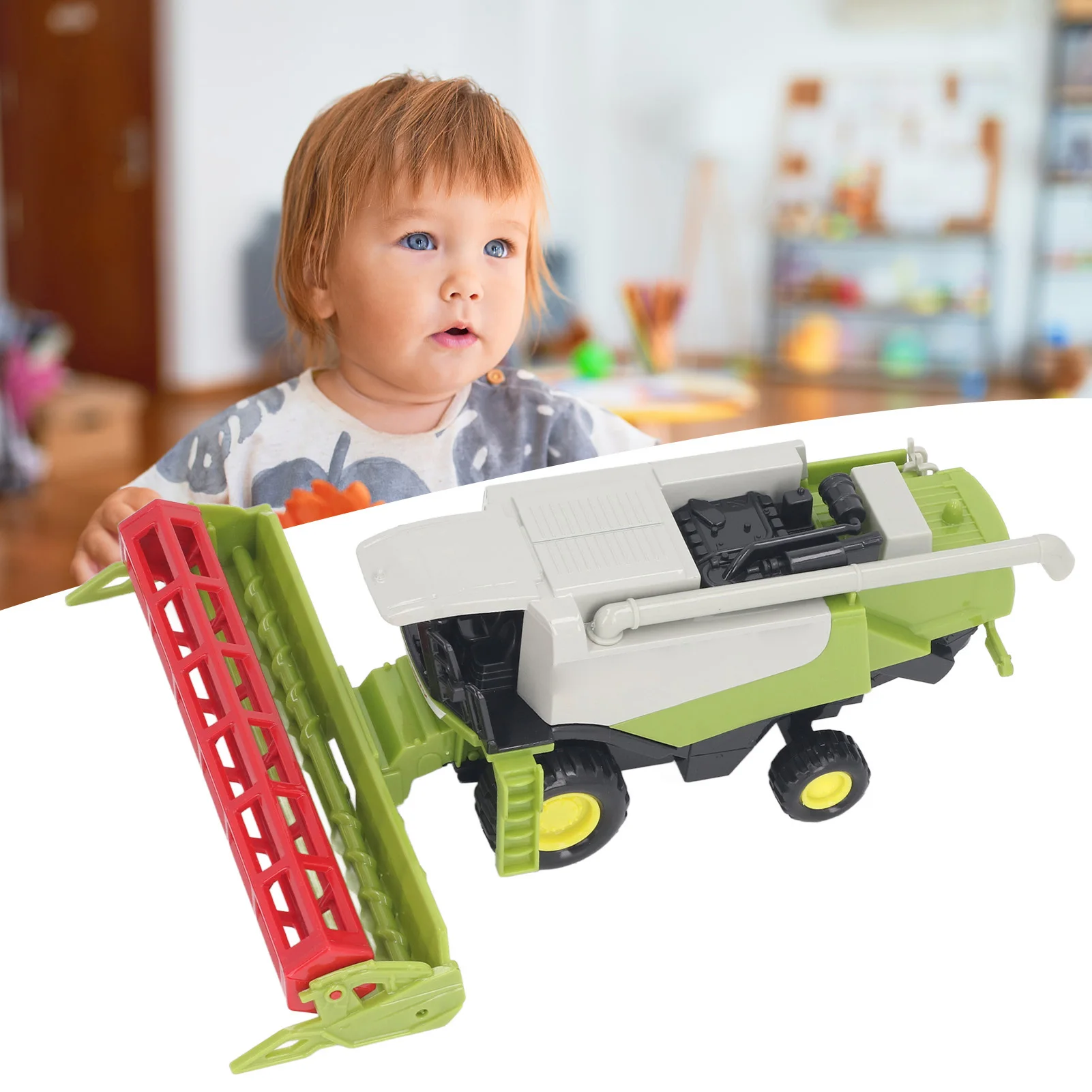 ZK20Farm Tractor Vehicle Toy Plastic Alloy Lifelike Exquisite Farm Harvester Vehicle Model Toy for Kids for Home