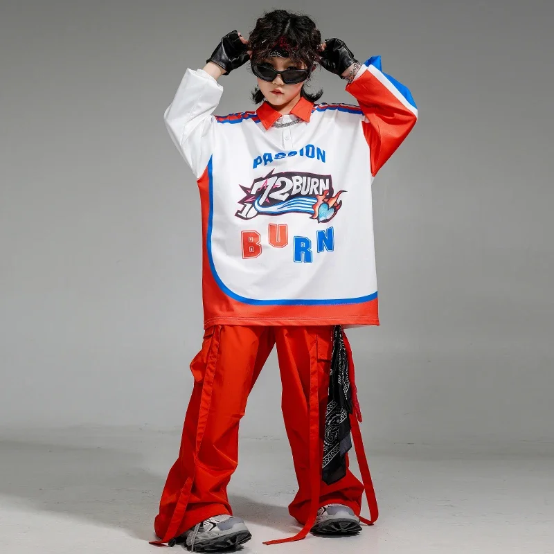 소년 힙합 패션 운동복 조깅 바지 소녀 느슨한 streetwear 아동 의류 세트 어린이 재즈 스트리트 댄스 k-pop 의상