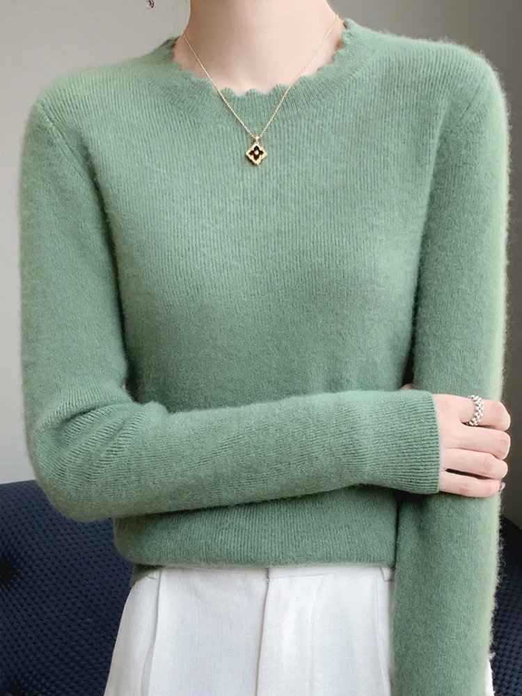 

2025 Women Knitted Slim Pullover Autumn Winter O-Neck Versatile Sweaters Casual Solid O-Collar Sweater Long Sleeve Tops