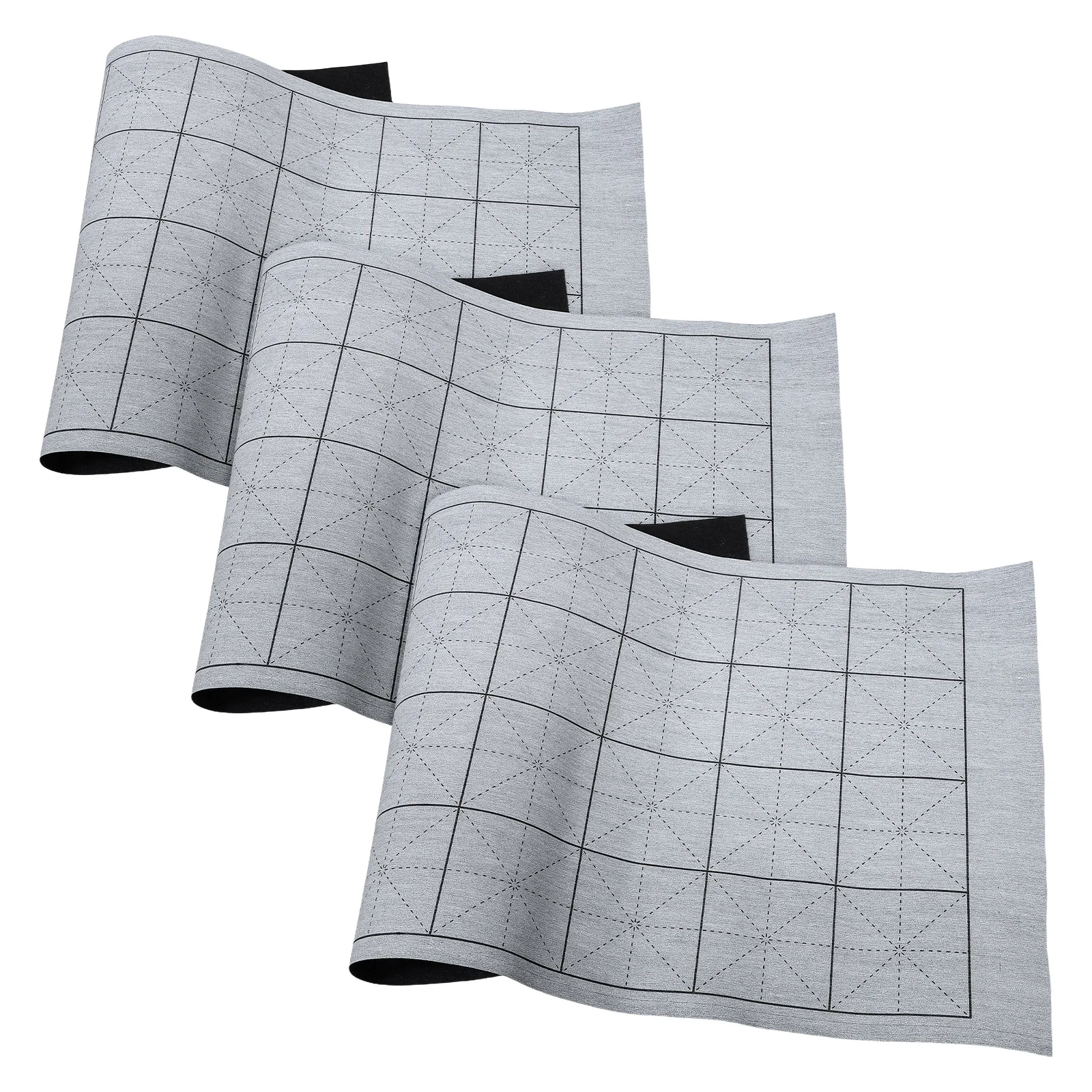

3pcs Water Writing Practice Mat Reusable Chinese Calligraphy Cloth Quick Dry Portable Grey Art Supplies For Beginners Students