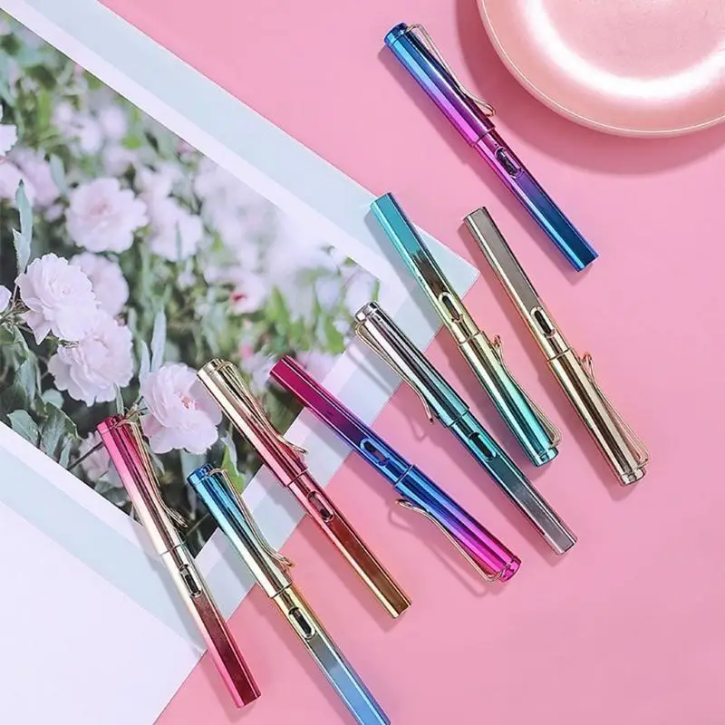 

652F Piston-Filled Fountain Pen Fine Nib Metallic Gradient Colors Calligraphy Pen Kid Adult Writing Drawing Gift Supplies