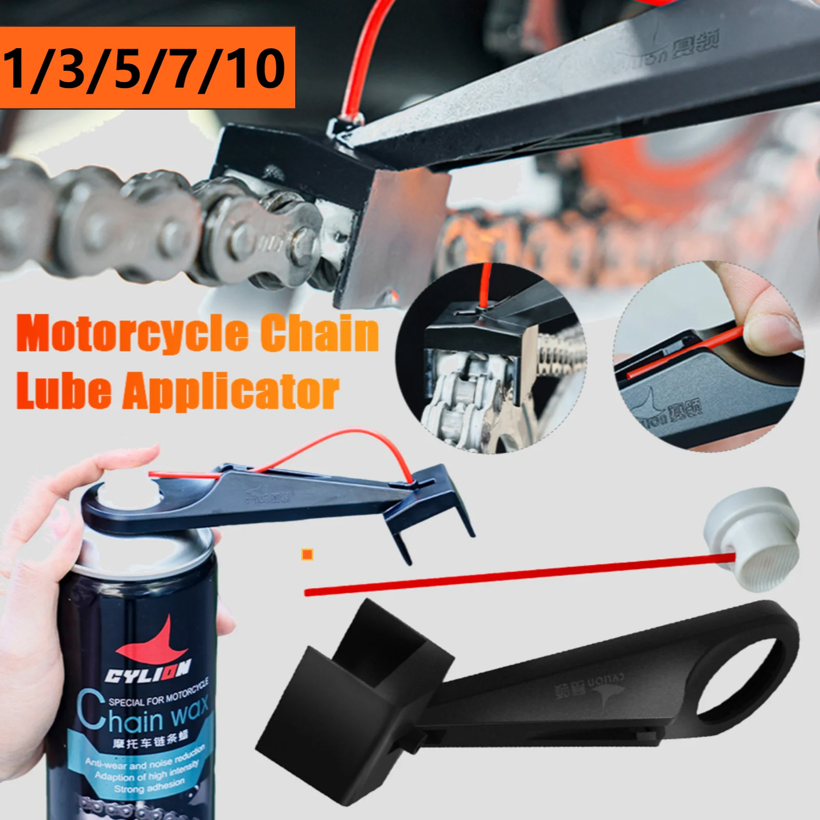 1-10er Set Motorrad-Schmiermittelauftragsystem Motorrad-Kettenöler Sprühgerät Sauberer Kettenwachs Kettenreiniger-Aufsatz für Motorräder