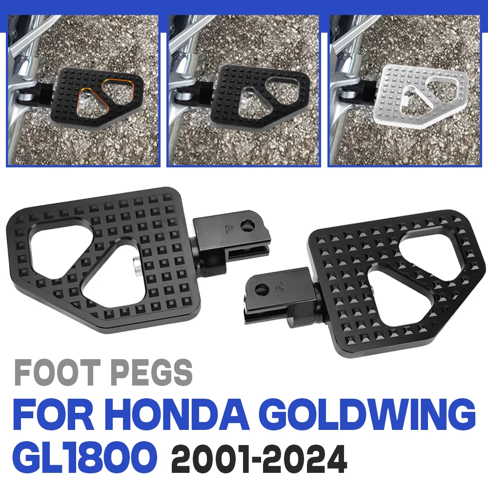 For Honda Gold Wing GL1800 Goldwing GL 1800 2001-2024 Rider Floorboards Driver Footboard Front Footrest Motorcycle Wide FootPegs