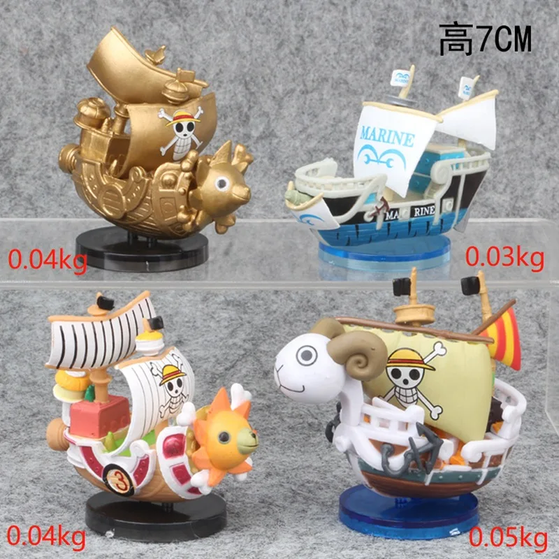 7cm Anime One Piece Pirate Ship Figure Model Toy Cute Mini Boat Thousand Sunny Going Merry Assembled Hot Fashion Action Figure