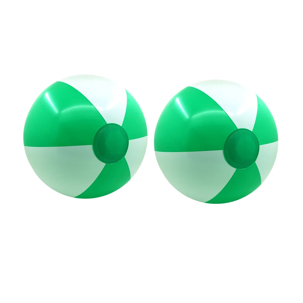 2pcs 30cm Summer Inflatable Ball Children Playing Colorful Beach Funny Outdoor Toy for Kid Child Baby (Green White)