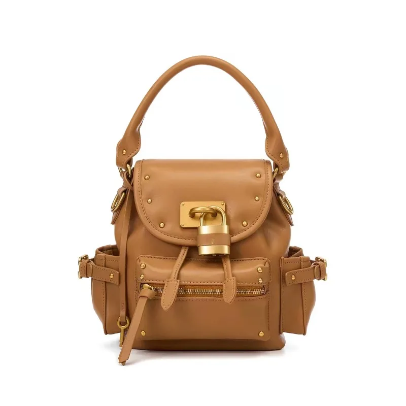 Retro American Hobo Handbag Women's Rivet Lo Head Commuter Bag Versatile Faionable Casual Square Soft Handle Bag