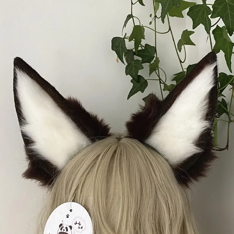 커스텀 수제 야수 애니메이션 코스프레 귀 핸드메이드 동물 고양이 늑대 여우 귀 머리띠 헤어 액세서리 시뮬레이션 헤어 코스프레 액세서리