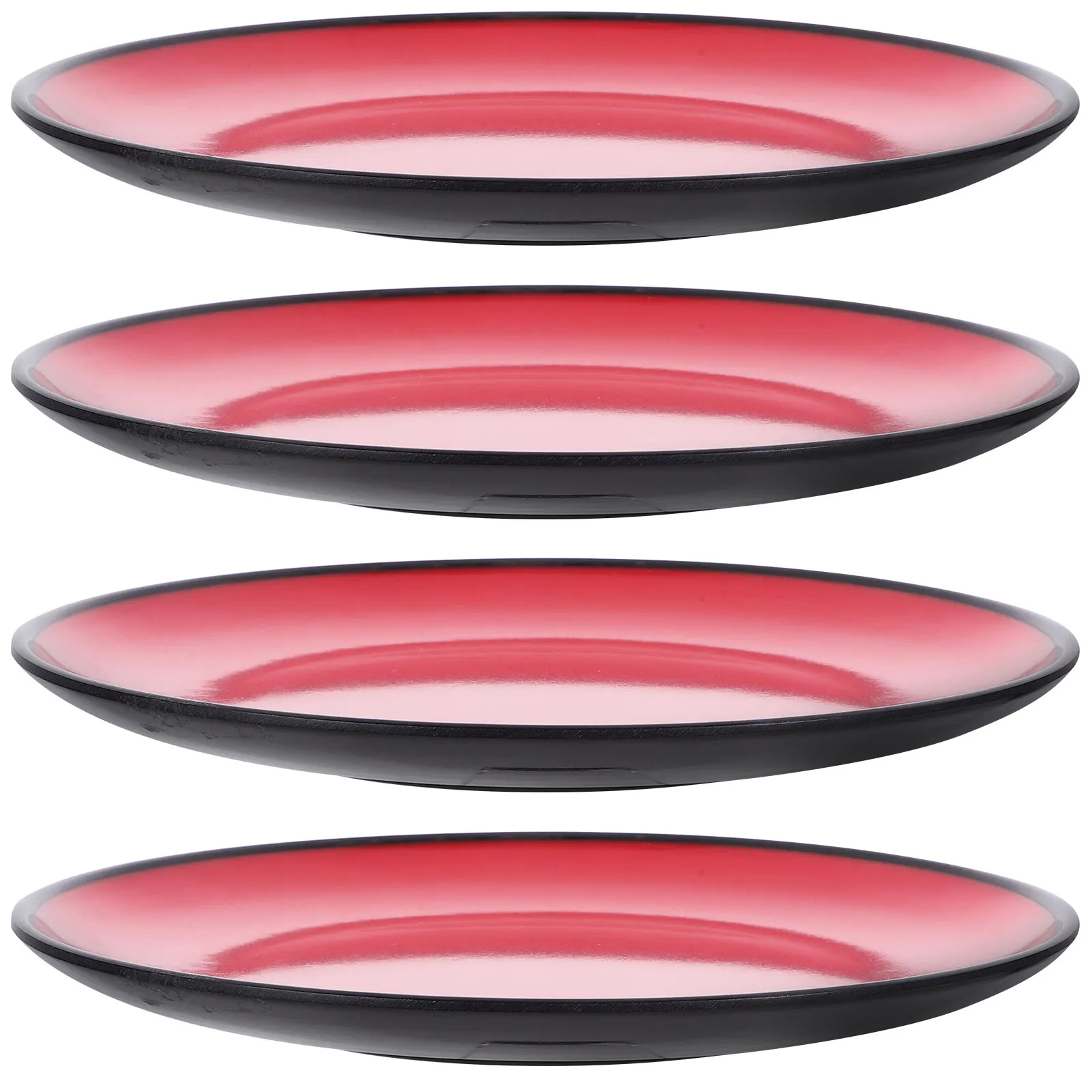 

4 Pcs Black Red Round Fruit Tray Melamine Set For Salad Dessert Dinner Outdoor Picnic Lightweight Portable Serving Dish Fruit