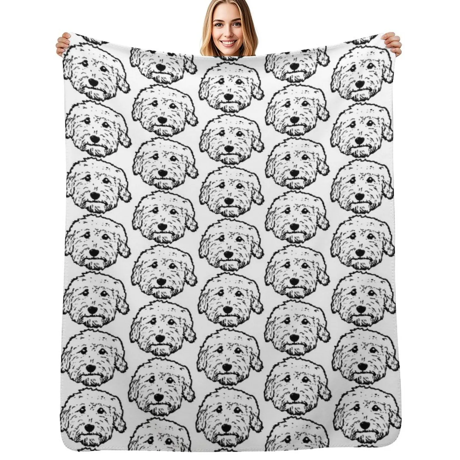 

Goldendoodles! Labradoodles - any adorable doodle dog in black and white Throw Blanket Gift for boyfriend soft