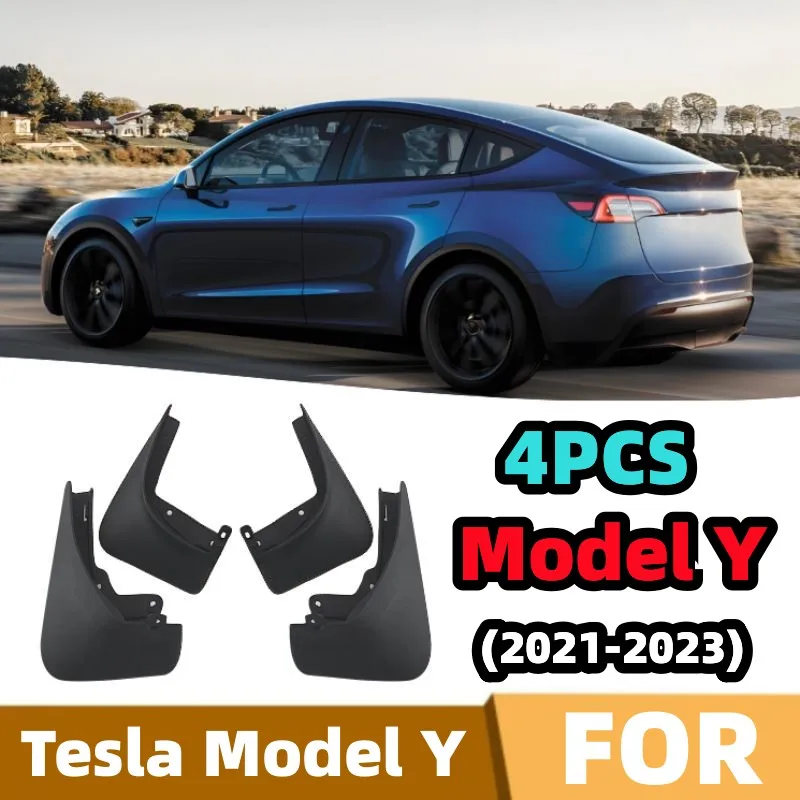 For Tesla Model Y 2020 2021 2022 2023 2024 Car Mud Flaps Stay Clean Protector Paint All Weather Splash Guards Fender Accessories