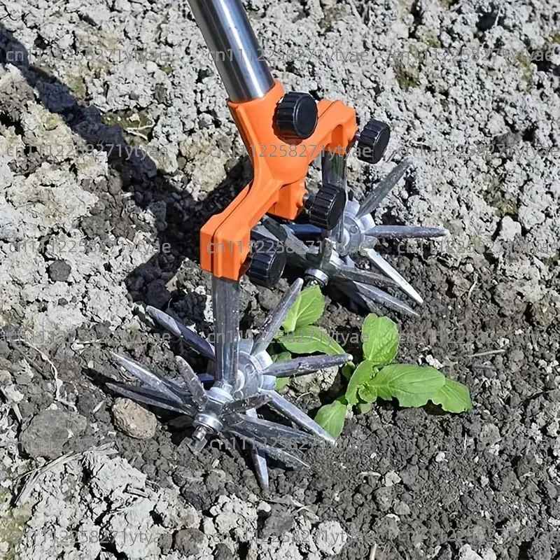 Adjustable Removable Hand Gardening Cultivator, Stainless Steel Rod for Easy Lawn Sowing and Soil Loosening, Gardening Hand