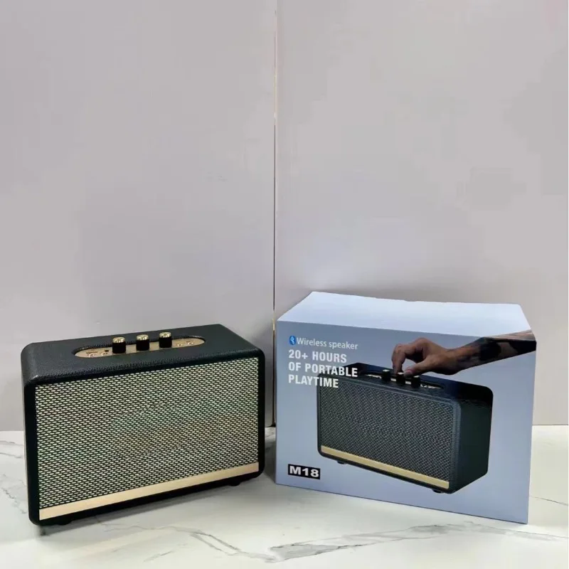 Cabinet Box Bluetooth Speaker Leather Covered Home Audio Wireless Stereo Sound