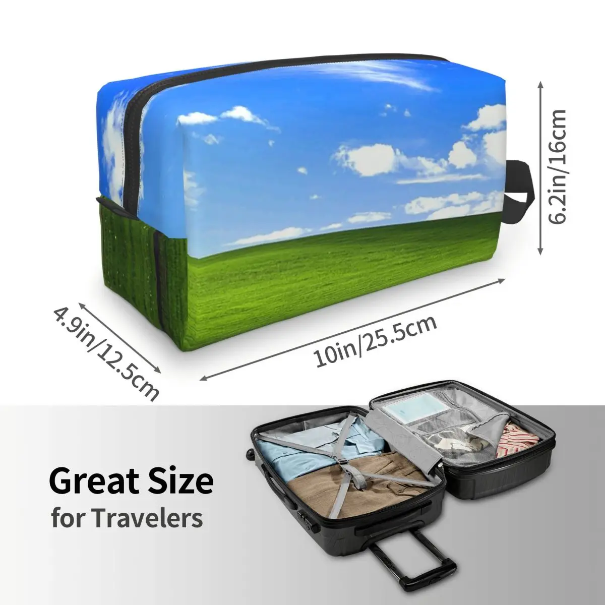 Windows XP Background Makeup Bag Cosmetic Organizer Storage Dopp Kit Toiletry Cosmetic Bag for Women Beauty Travel Pencil Case