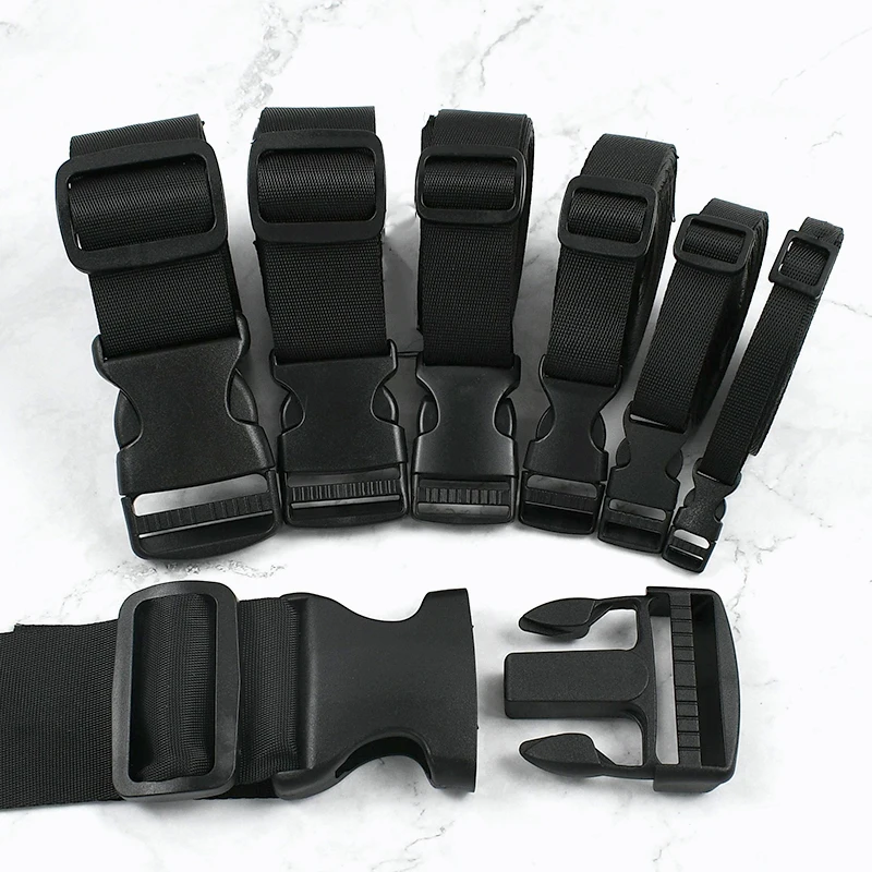 

Meetee 10-50mm Black Nylon Webbing Tape Closures Hook Dog Collar Fastener 1-5Sets Adjust Sliders Ribbon Strap Release Buckle