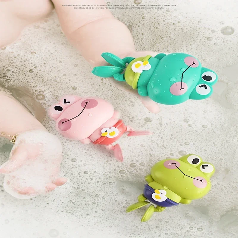 Juguete de baño para bebé, bonito juguete de piscina con mecanismo de relojería de animales, juguetes de baño flotantes de rana para niños, juego de agua para baño, juguetes