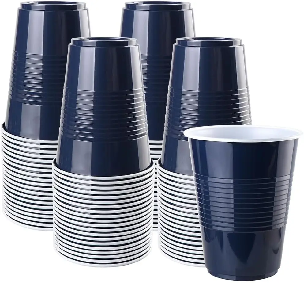 

Disposable Plastic Cups, Navy Disposable Cups, 16 Ounce Plastic Party Cups, Strong and Sturdy Disposable Cups for Party,